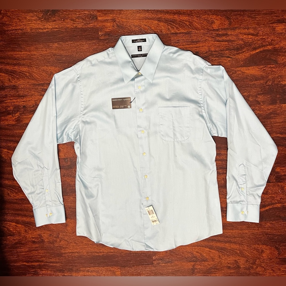 Geoffrey Beene Light  Blue Dress Shirt Men’s Size 18 36/37 Wrinkle Free Nwt 2Xl